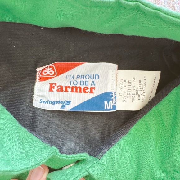 Swingster, Vintage Men’s Im proud to be a farmer green Windbreaker Jacket - Picture 4 of 5